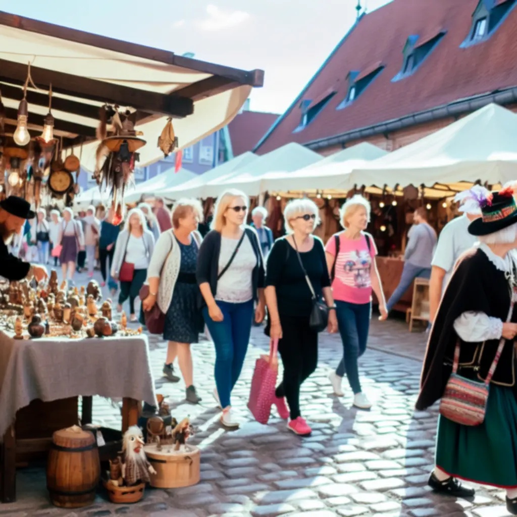Tłum ludzi na jarmarku